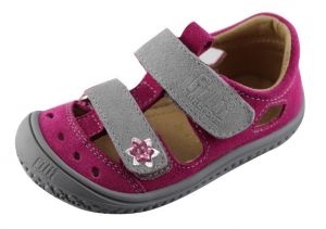 Filii barefoot sandals KAIMAN velcro velours pink / gray M | 35