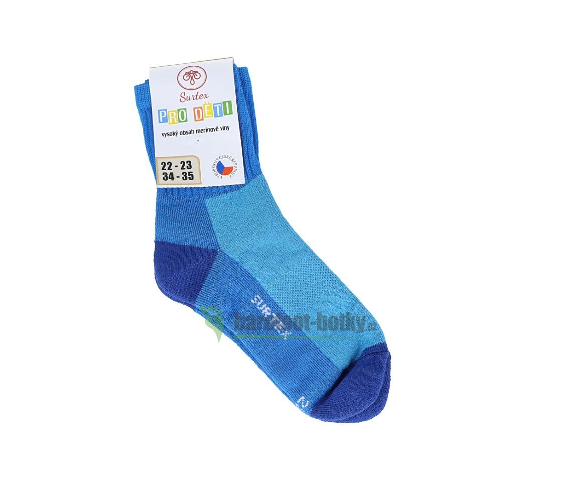Dětské Surtex merino sportovní ponožky froté - světlemodré