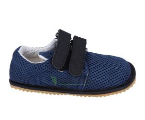 Beda barefoot sneakers with velcro - dark blue with light sole | 22, 23, 25, 26, 27, 28, 29, 30, 31, 32, 33