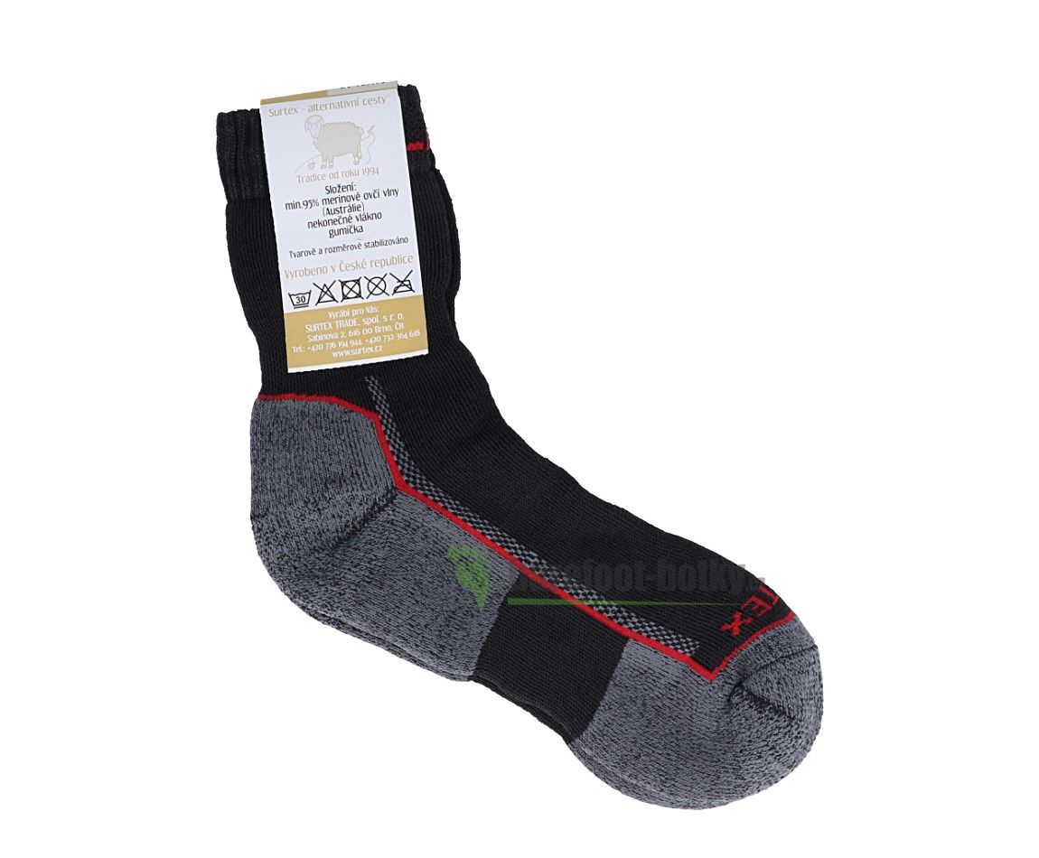 Surtex ponožky froté - 90 % merino - šedé