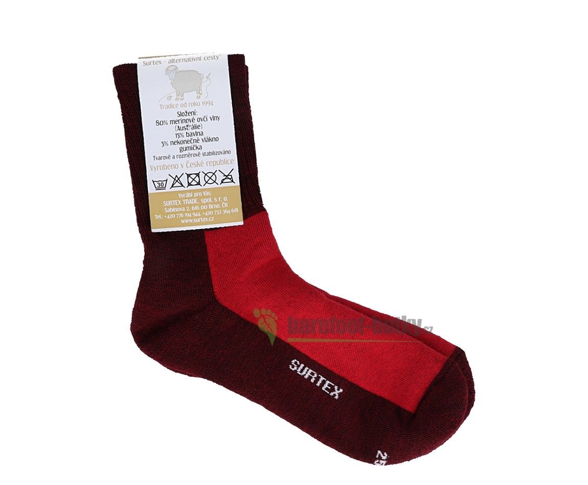Dětské Surtex merino sportovní ponožky froté - červené