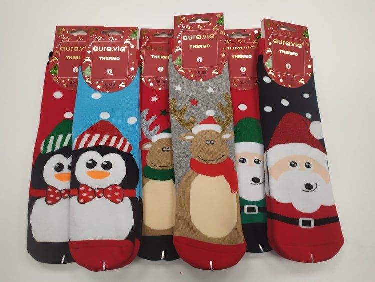 Termo ponožky vánoční s obrázky - dámské