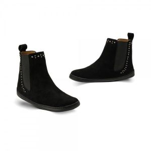 Barefoot Leather shoes ZAQQ SPARQLE velours Black