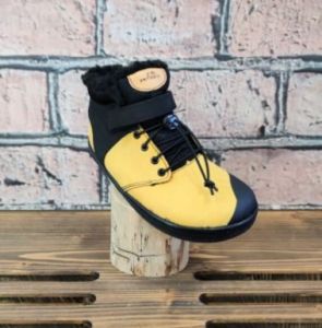 Winter barefoot leather boots Pegres BF40 - yellow | 27, 35