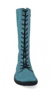 Barefoot vysoké šněrovací KOEL4kids - FLORA - turquoise zepředu