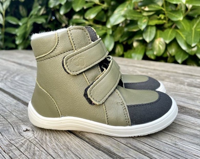 Barefoot Baby bare Febo winter boots - khaki asphaltic BABY BARE SHOES