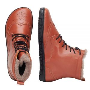Barefoot Leather shoes ZAQQ QUINTIC winter BROGUE cognac