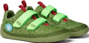 Children's barefoot shoes Affenzahn Happy Knit Dragon - green / red