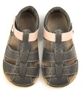 Ef barefoot sandálky - šedé s růžovou shora