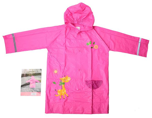 Barefoot Girls raincoat pink - giraffe