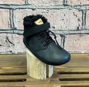 Winter barefoot leather shoes Pegres BF40 - black | 33, 36, 37