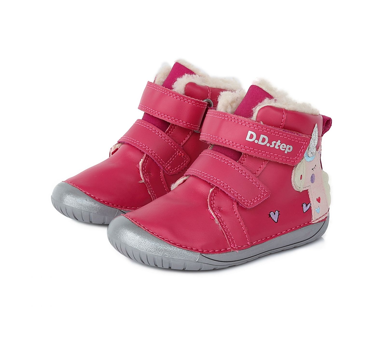 Zimní boty DDstep 070 - růžové - jednorožec