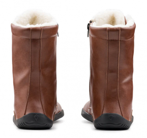 Barefoot zimní vysoké boty Ahinsa Jaya - hnědé - zip zezadu