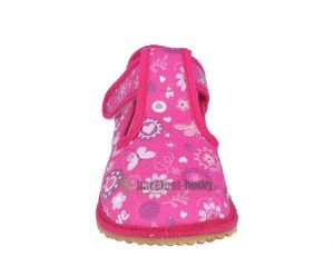 Beda barefoot - bačkorky suchý zip - růžové s motýlky zepředu