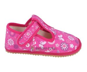 Beda barefoot - Velcro sandals - pink with bow ties | 27, 28, 31