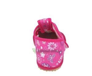 Barefoot Beda barefoot - narrower Velcro sandals - pink with bow ties