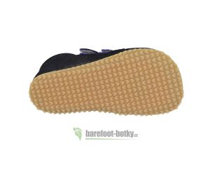 Barefoot Beda barefoot - Dark violette leather slippers - 2 velcro