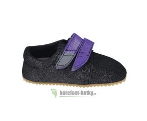 Beda barefoot - Dark violette leather slippers - 2 velcro | 22, 23, 24