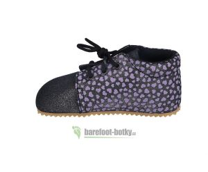 Beda barefoot - Kožené capáčky vyšší - Dark violette bok