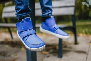 Dětské zimní barefoot boty Be Lenka Panda 2.0 - blue/white na noze