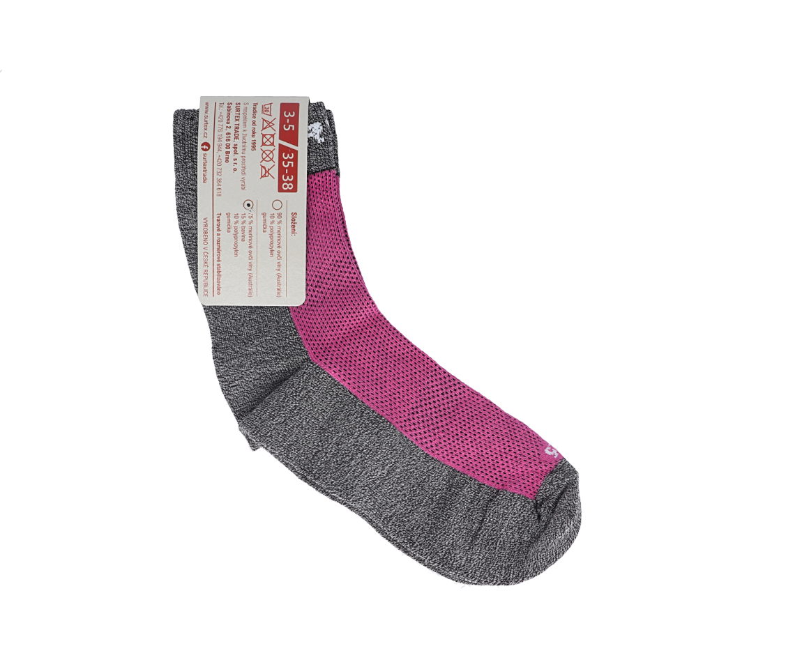 Barefoot Surtex merino terry socks - thin pink