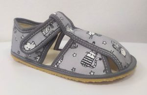 Barefoot Baby bare shoes Slippers - gray cat