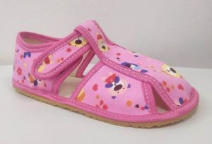 Barefoot Baby bare shoes slippers - pink teddy