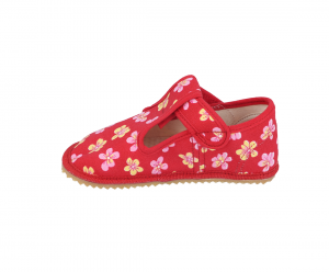 Barefoot Beda barefoot - velcro sandals red - flowers
