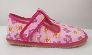 Beda barefoot - velcro sandals pink - flowers | 24, 30