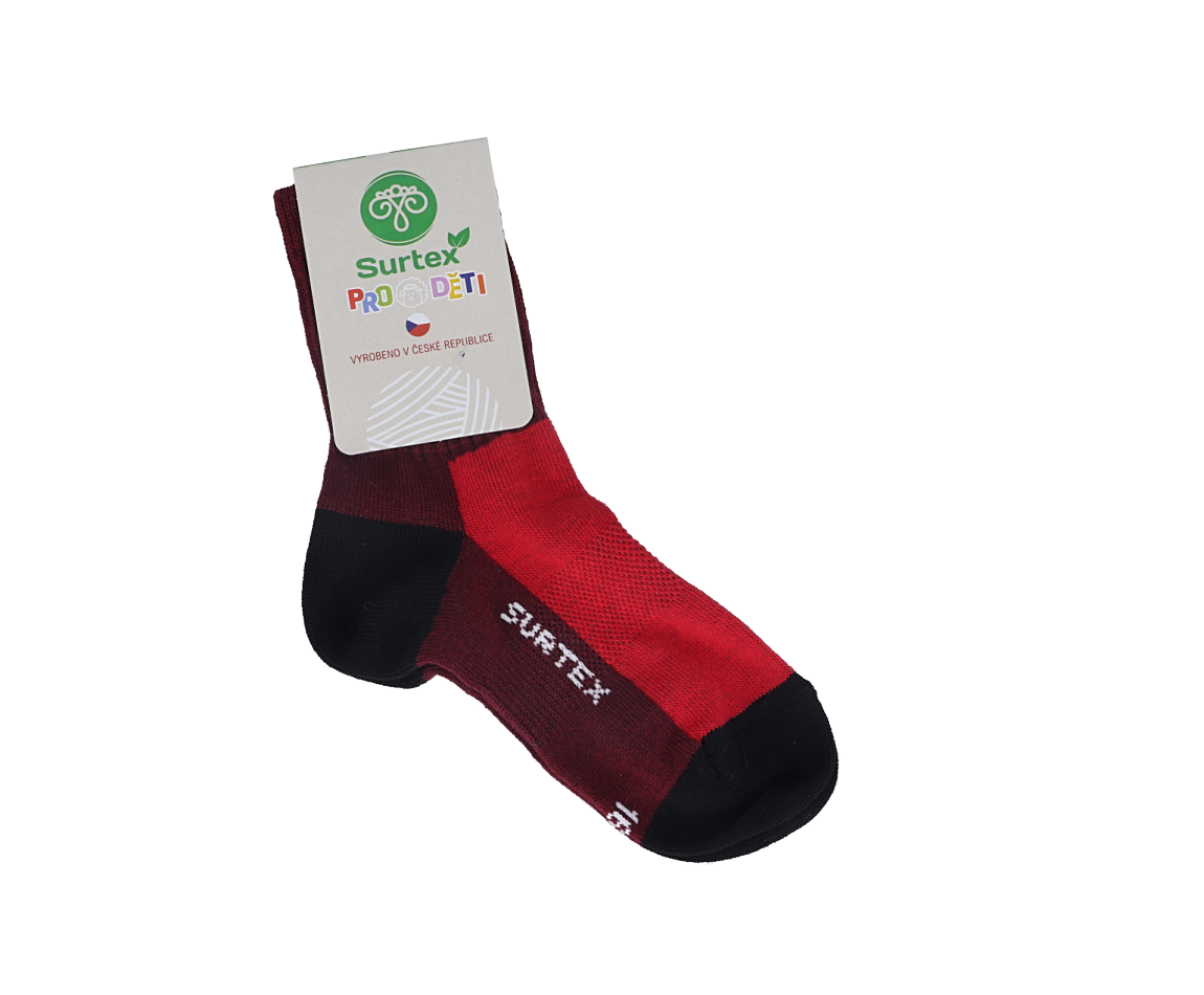 Dětské Surtex merino sportovní ponožky tenké - červené