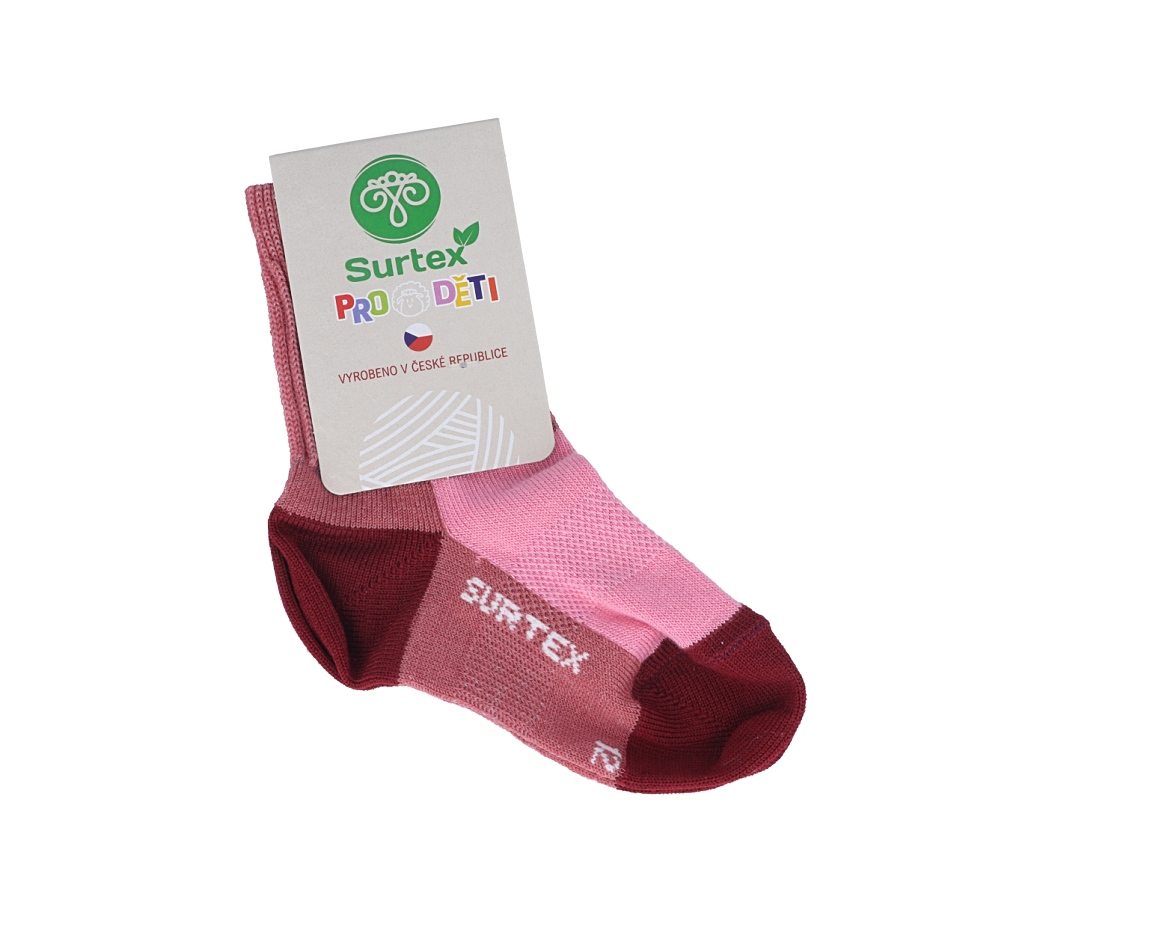 Barefoot Childrens Surtex merino sports socks thin - rose wine