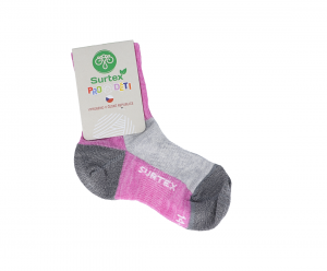 Childrens Surtex merino sports socks thin - grey-pink | 16-17 cm