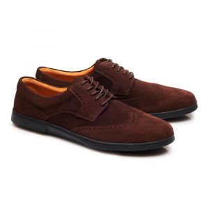 Leather ankle boots Zaqq Briq brogue velor brown | 43