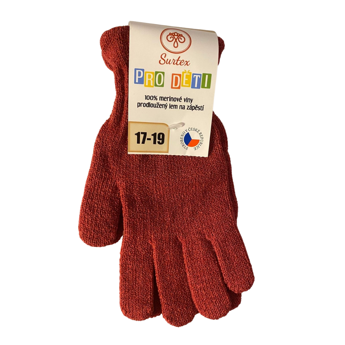 Barefoot Surtex gloves brick 100% merino wool thick - childrens