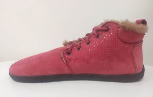 Barefoot Winter ankle boots Zkama shoes Alma - burgundy dot