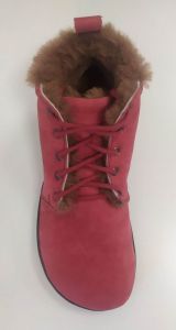 Barefoot Winter ankle boots Zkama shoes Alma - burgundy dot
