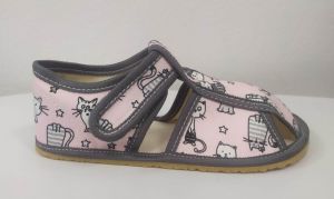 Baby bare shoes slippers - pink cat | 26