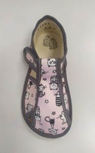 Baby bare shoes papučky - pink cat shora