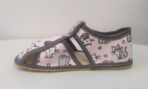 Baby bare shoes papučky - pink cat bok