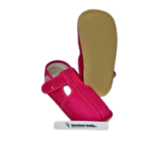 Beda barefoot - narrower velcro slippers - pink glitter