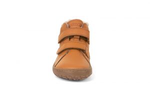 Froddo barefoot zimní kotníkové boty kožíšek - cognac zepředu