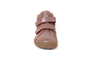 Froddo barefoot zimní kotníkové boty pink shine - kožíšek zepředu