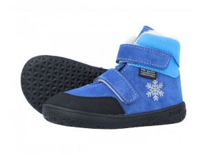 Jonap zimní barefoot boty Jerry světle modré vločka - vlna podrážka