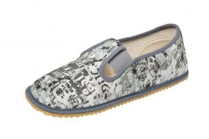Beda barefoot - gray slippers with inscriptions