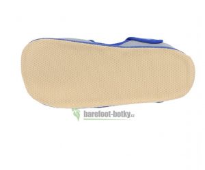 Barefoot Beda barefoot - narrower velcro slippers - gray with blue edging