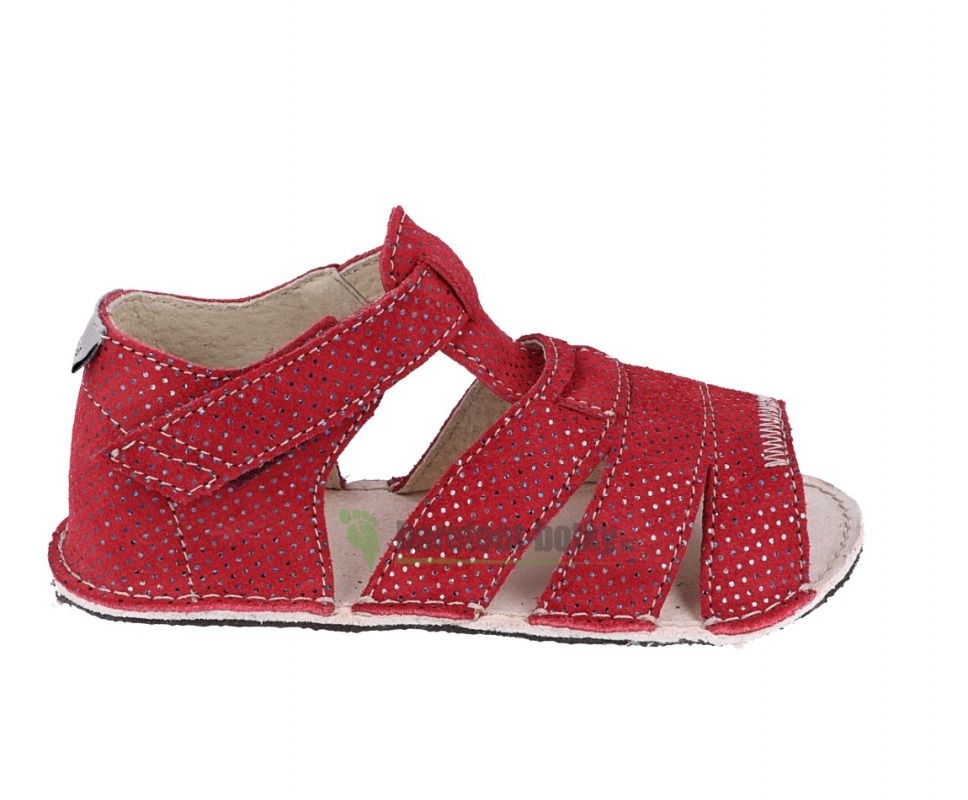 Barefoot Ortoplus barefoot sandals D200 red with glitter OKBARE